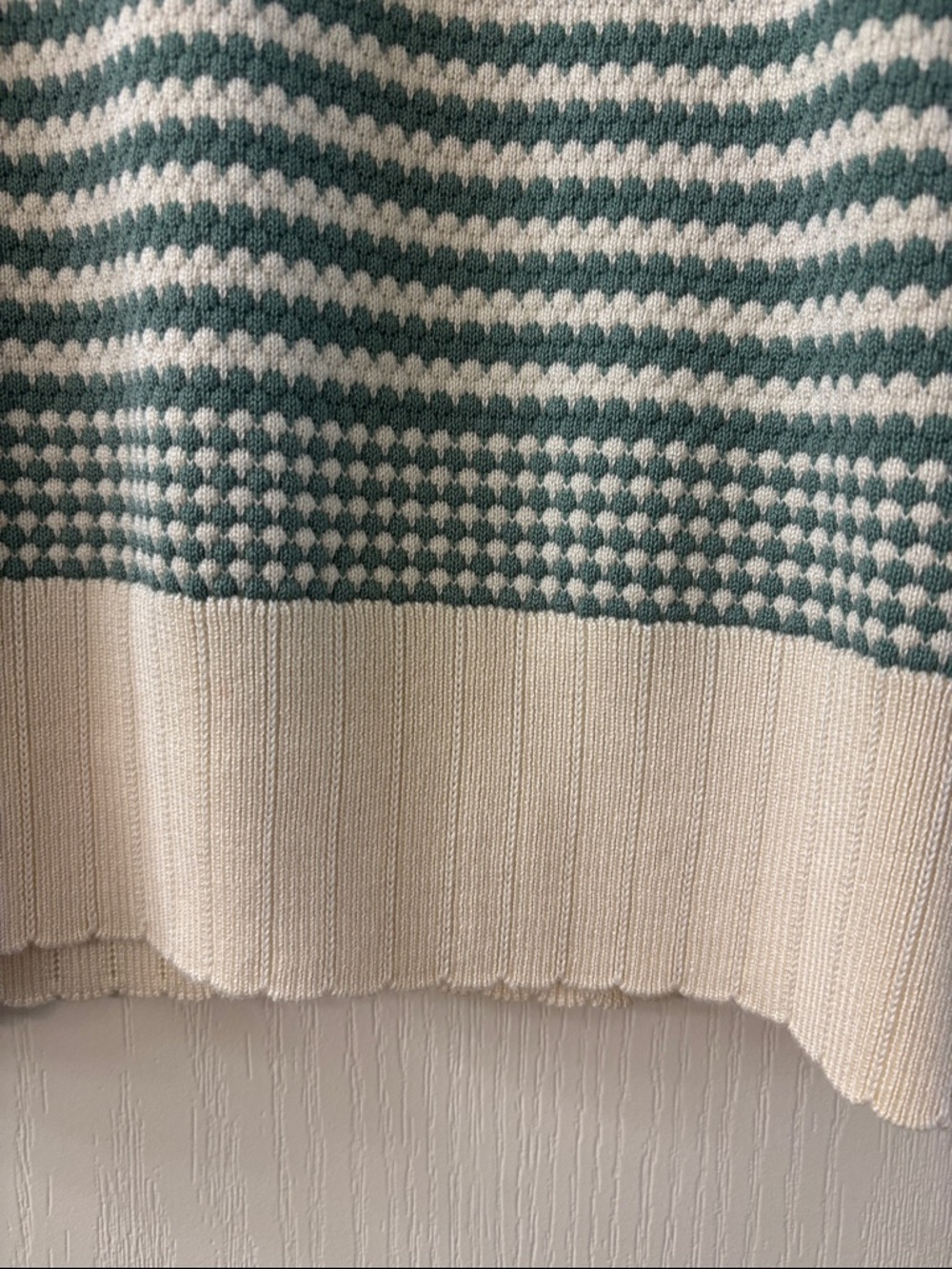 Adrianna Papell Sage and Cream Striped Crewneck Sweater - Picture 3 of 4